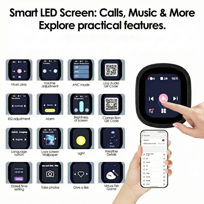 ANC Headphones with Control LED Screen