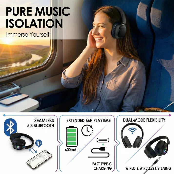 ANC Headphones with Control LED Screen