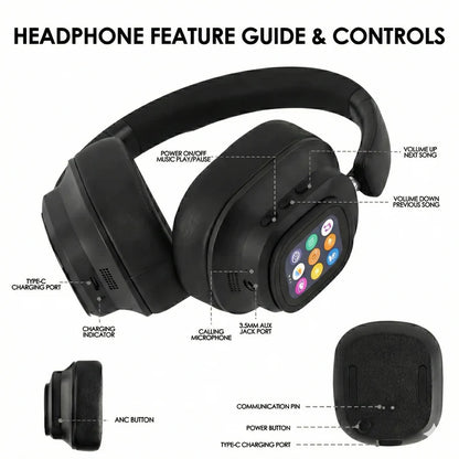ANC Headphones with Control LED Screen