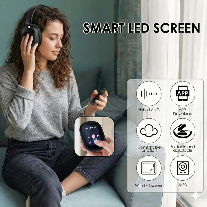 ANC Headphones with Control LED Screen